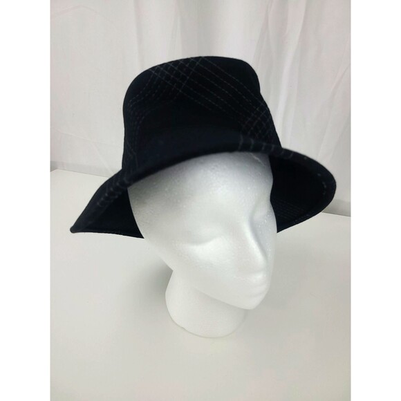 Charter Club 100% wool med black bucket hat unisex silver stitch embellishment - Picture 3 of 7